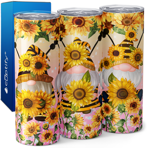 Honey Bee Sunflower Gnomes 20oz Skinny Tumbler