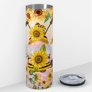 Honey Bee Sunflower Gnomes 20oz Skinny Tumbler