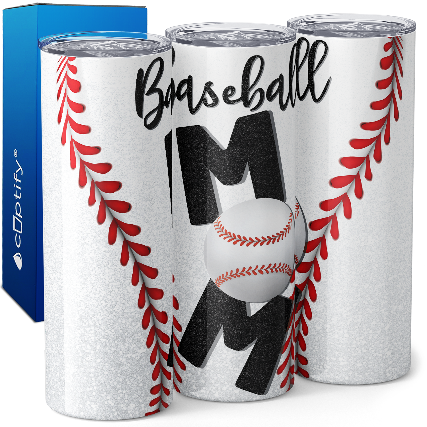 Baseball Mom White 20oz Skinny Tumbler