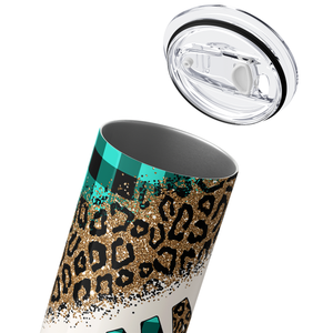 Mama on Turquoise Plaid 20oz Skinny Tumbler