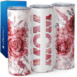 Mom on Pink Roses 20oz Skinny Tumbler