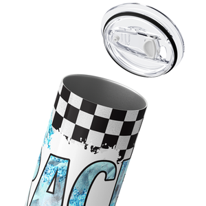 Race Mom on Checker Flag 20oz Skinny Tumbler