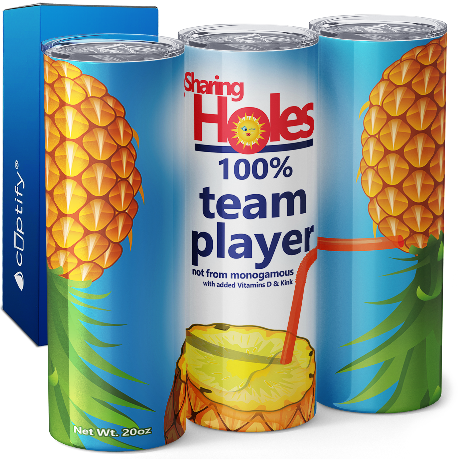 Sharing Holes 100% Team Player 20oz Skinny Funny Tumbler