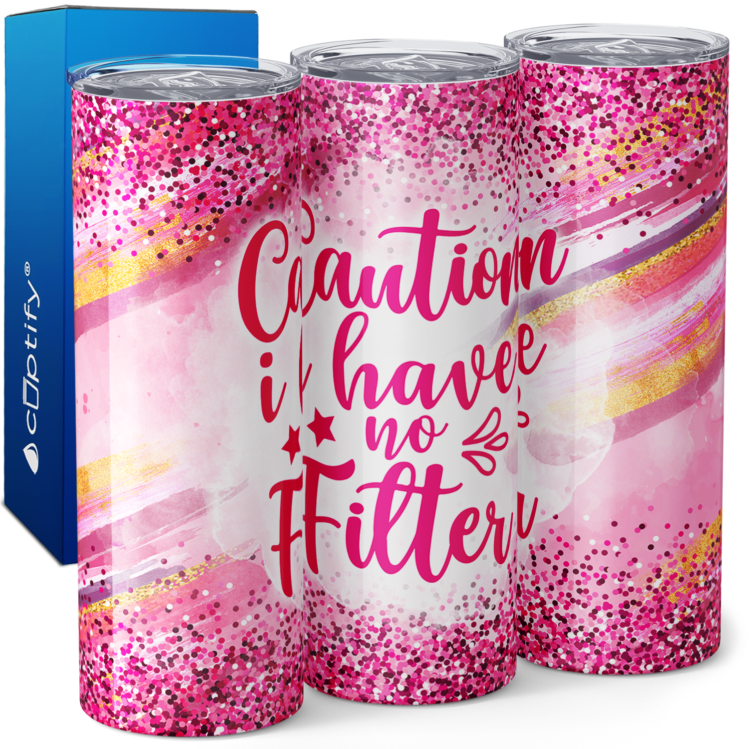 Caution I Have no Filter Funny 20oz Skinny Tumbler