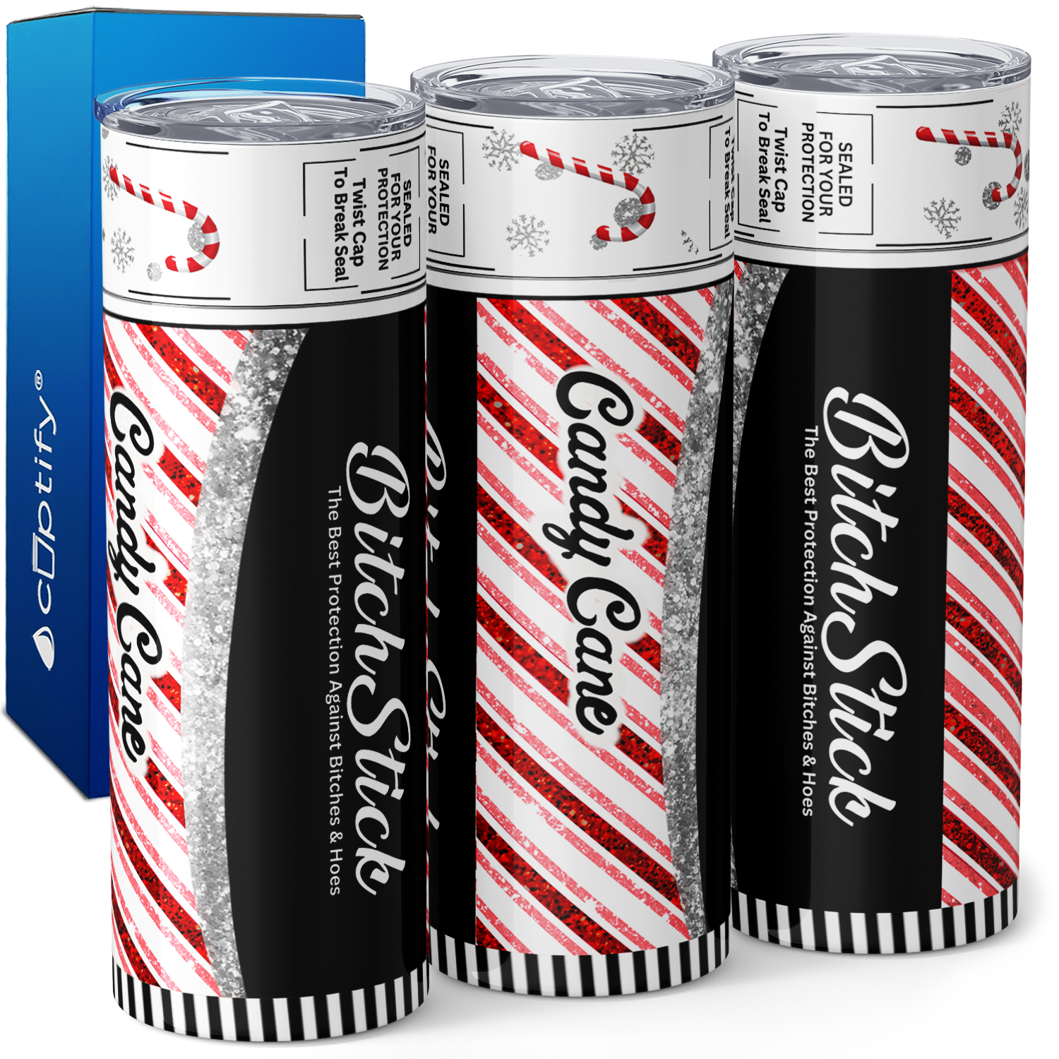 Bitch Stick Candy Cane Lip Balm 20oz Skinny Funny Tumbler