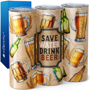 Save Water Drink Beer 20oz Skinny Tumbler