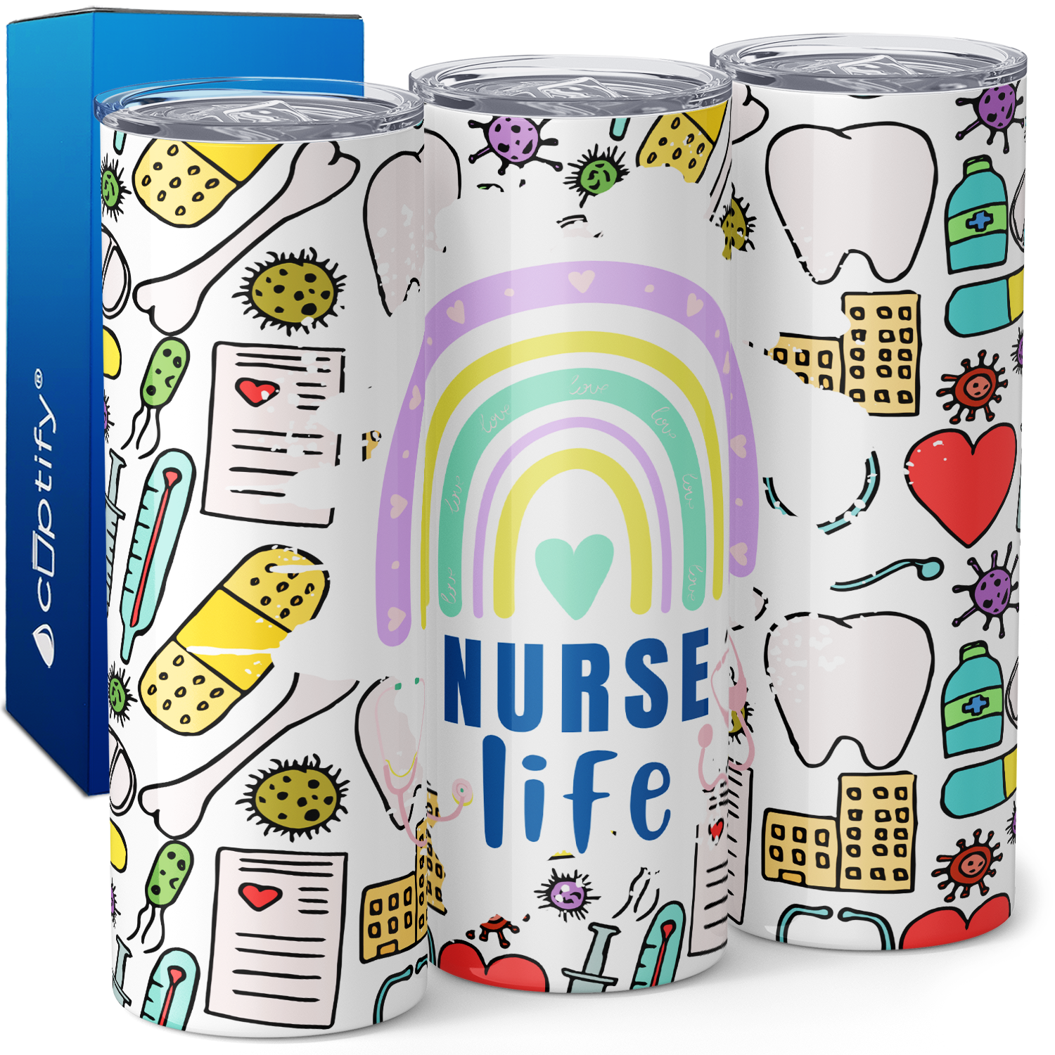 Nurse Life Rainbow 20oz Skinny Tumbler