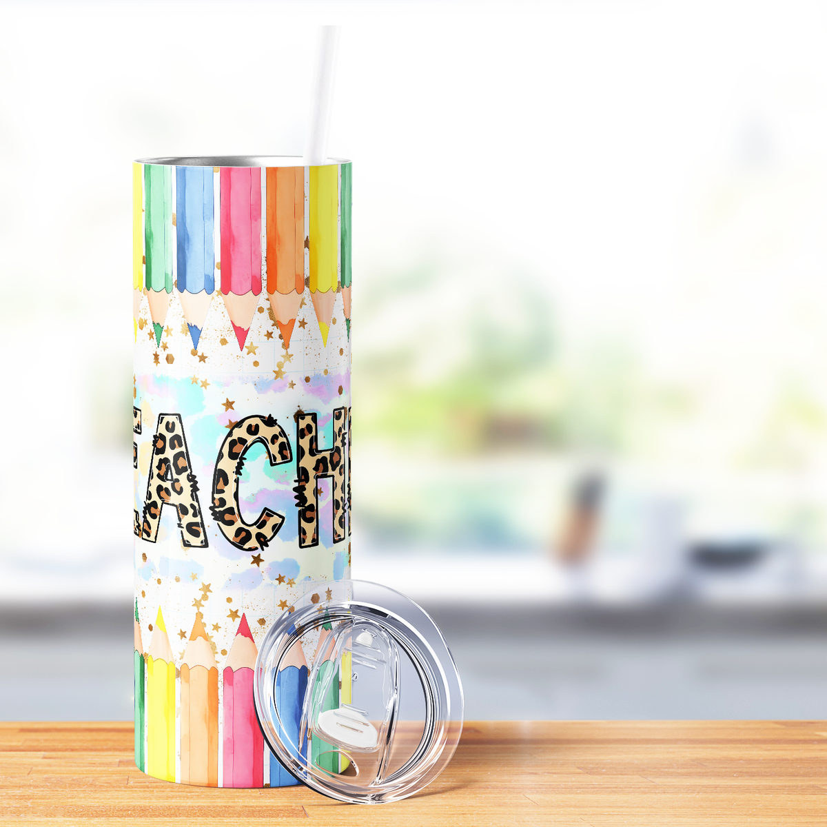 Teacher Colorful Pencils 20oz Skinny Tumbler