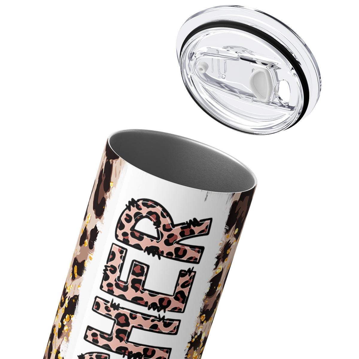 Teacher Leopard Print Pink Roses 20oz Skinny Tumbler