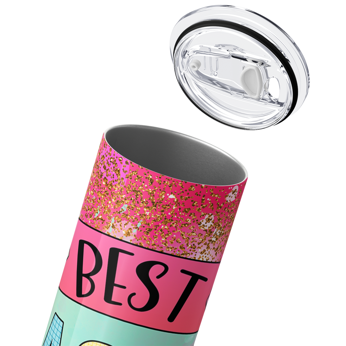 Best Teacher Ever Pink Ombre Glitter 20oz Skinny Tumbler