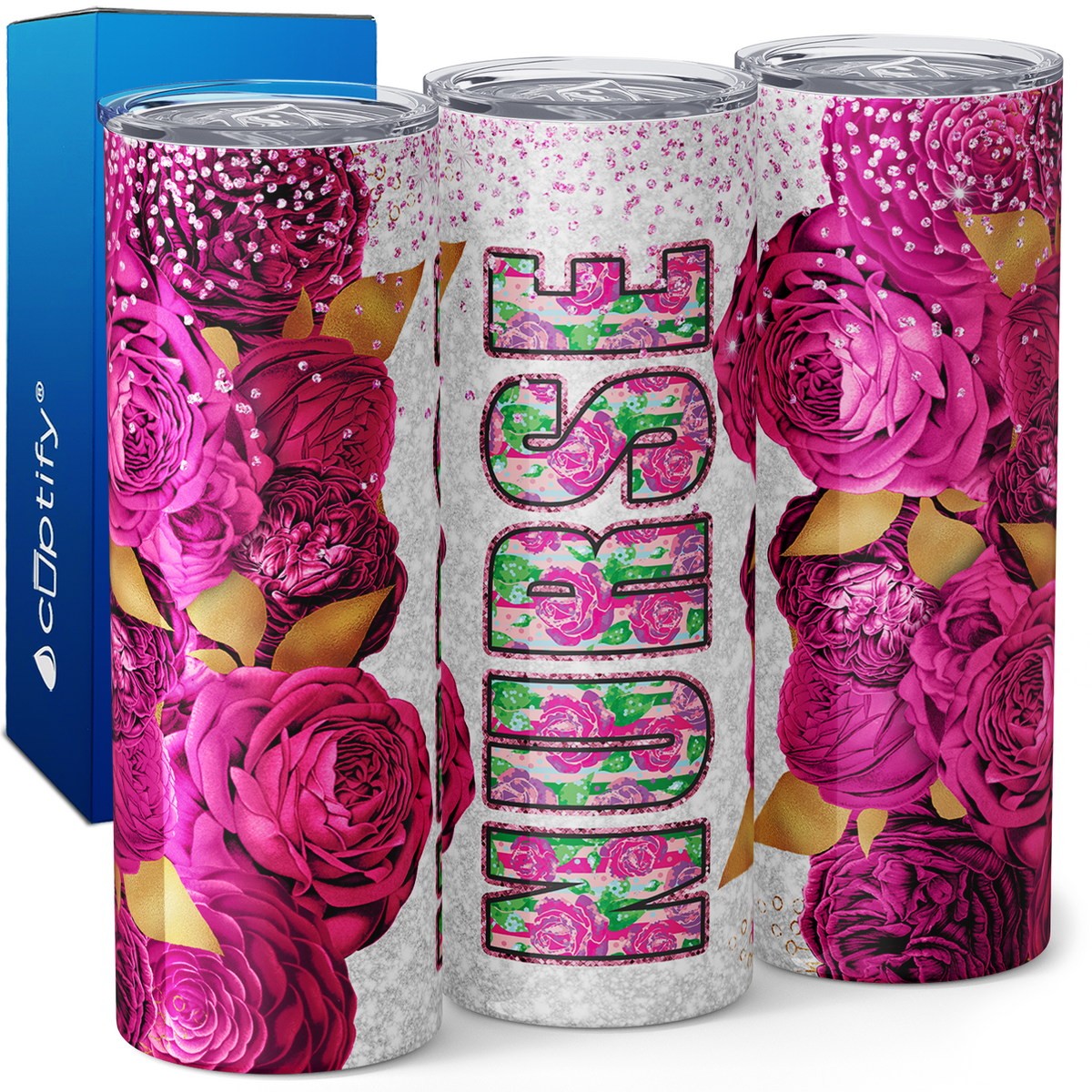 Nurse Pink Roses 20oz Skinny Tumbler