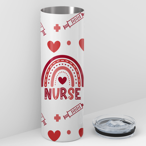 Nurse Red Hearts Valentines 20oz Skinny Tumbler