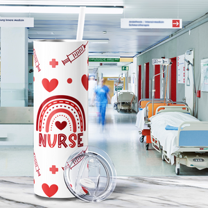 Nurse Red Hearts Valentines 20oz Skinny Tumbler