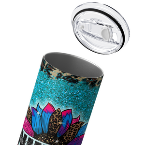 Nurse on Teal Rainbow Sunflower 20oz Skinny Tumbler