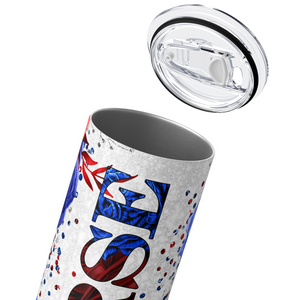 Nurse with Red White and Blue Flowers 20oz Skinny Tumbler