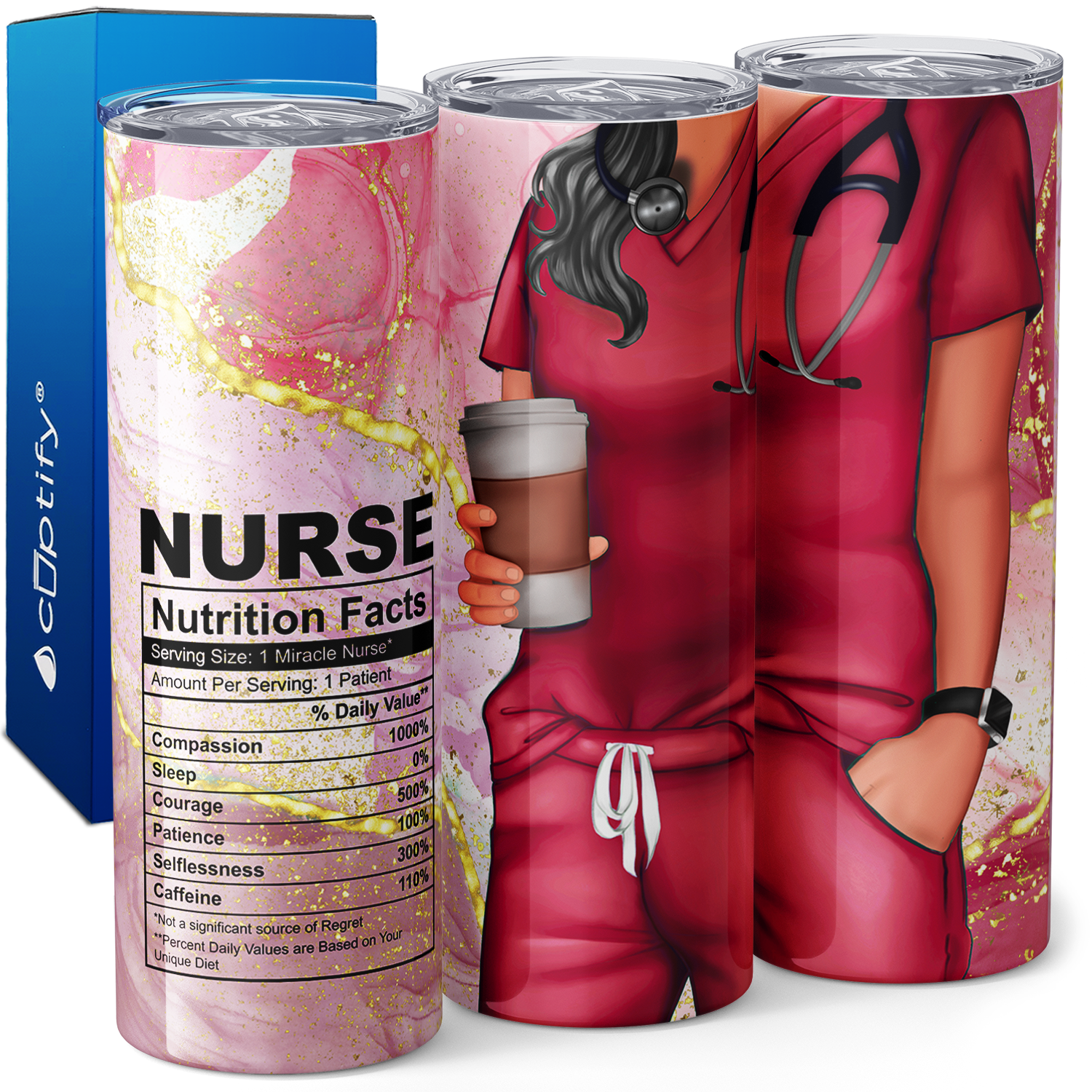 Nurse Nutrition Facts Red Scrubs 20oz Skinny Tumbler