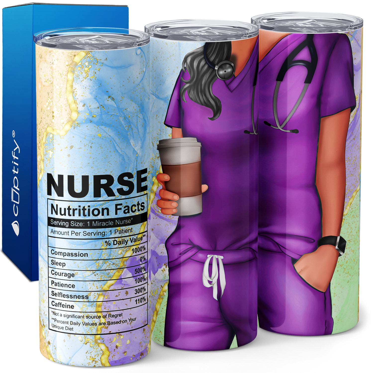 Nurse Nutrition Facts Purple Scrubs 20oz Skinny Tumbler