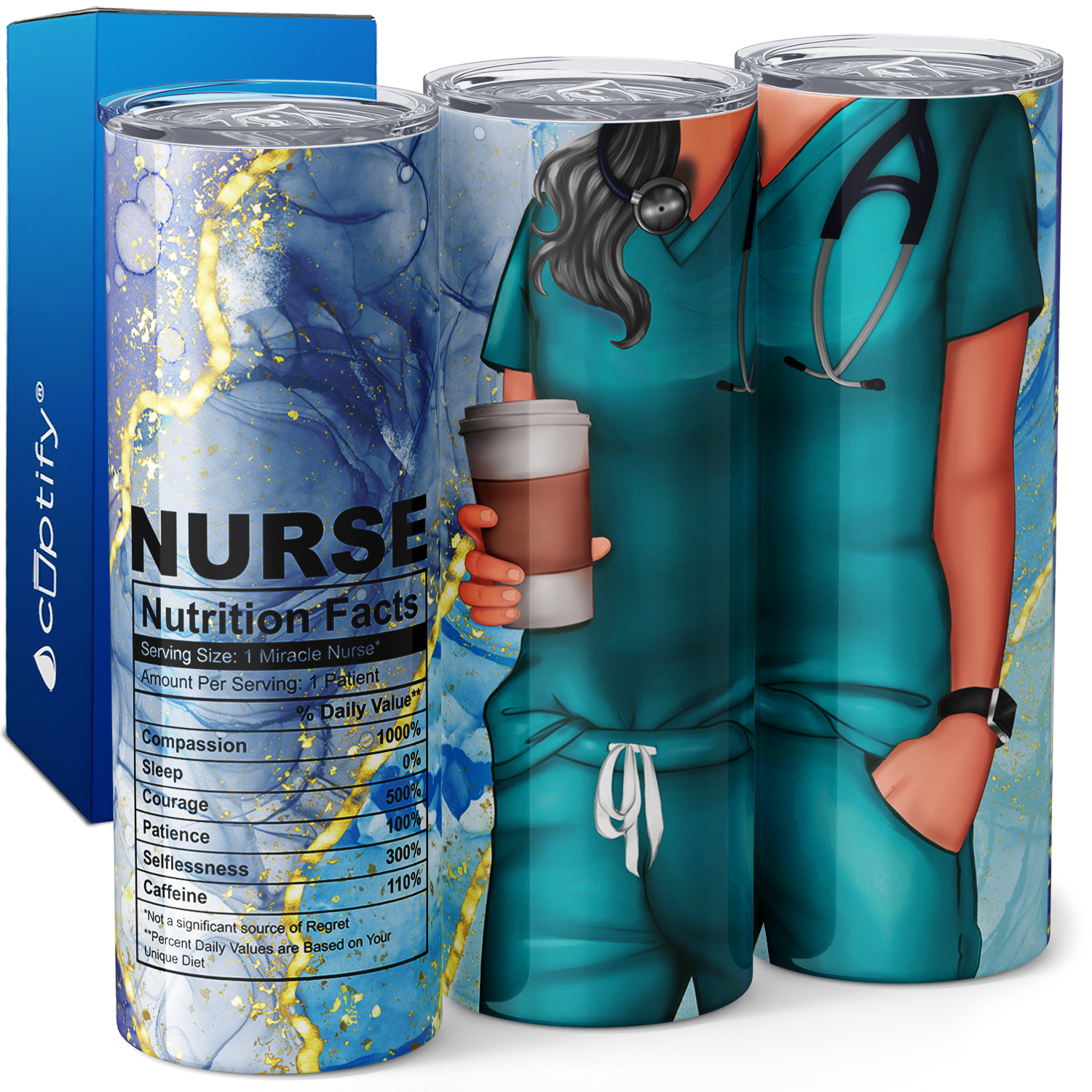 Nurse Nutrition Facts Teal Scrubs 20oz Skinny Tumbler