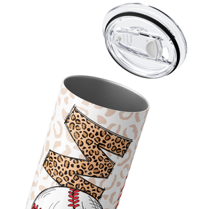 Baseball Mom Leopard Print Text 20oz Skinny Tumbler