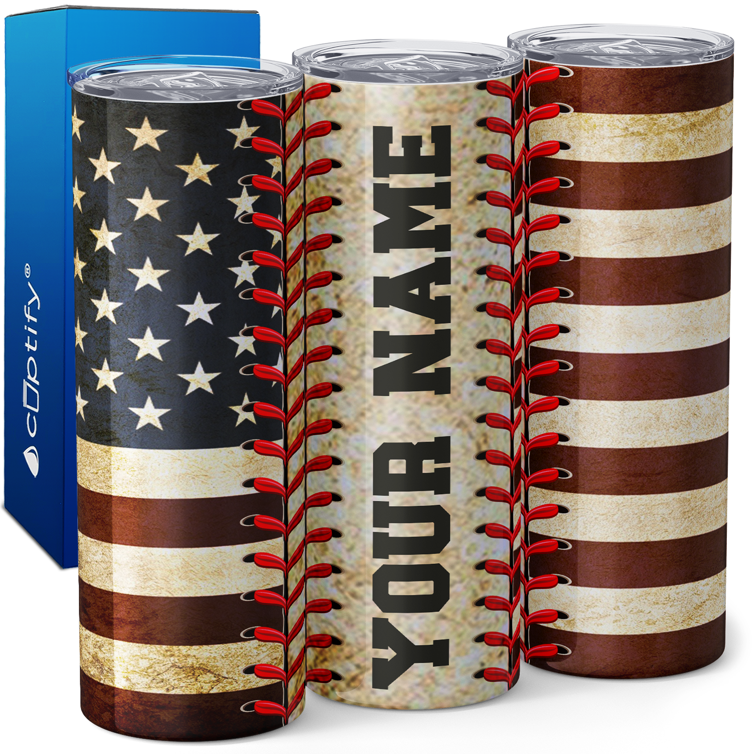 Personalized American 20oz Skinny - Baseball