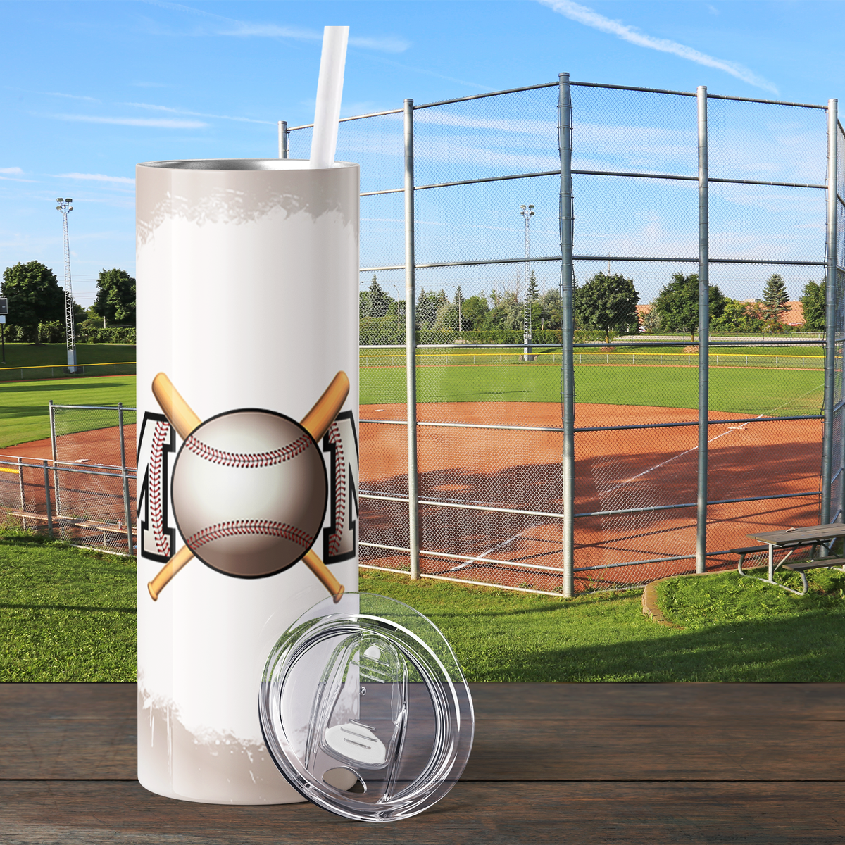 Mom Baseball Bat 20oz Skinny Tumbler