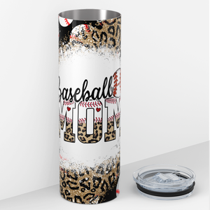 Baseball Mom Leopard Print 20oz Skinny Tumbler