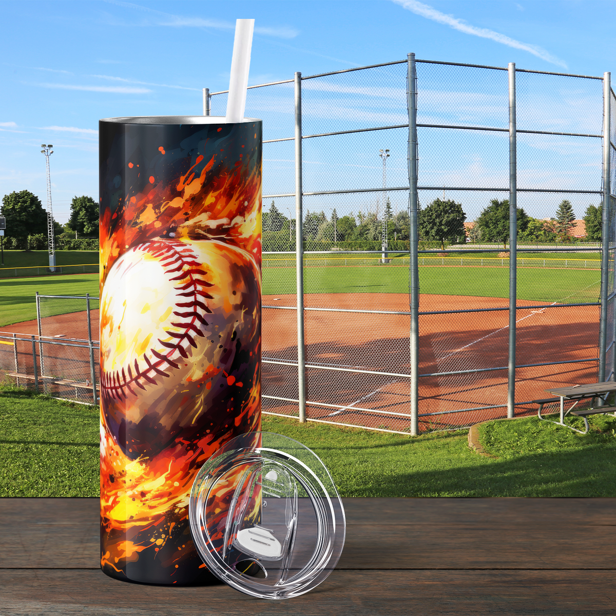 Flaming 20oz Skinny - Baseball