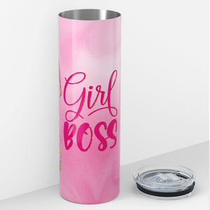 Girl Boss on Pink Marble 20oz Skinny Tumbler