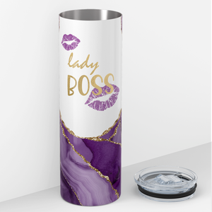 Lady Boss on Purple Marble 20oz Skinny Tumbler