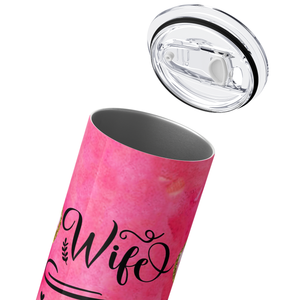 Wife Mom Boss on Pink 20oz Skinny Tumbler