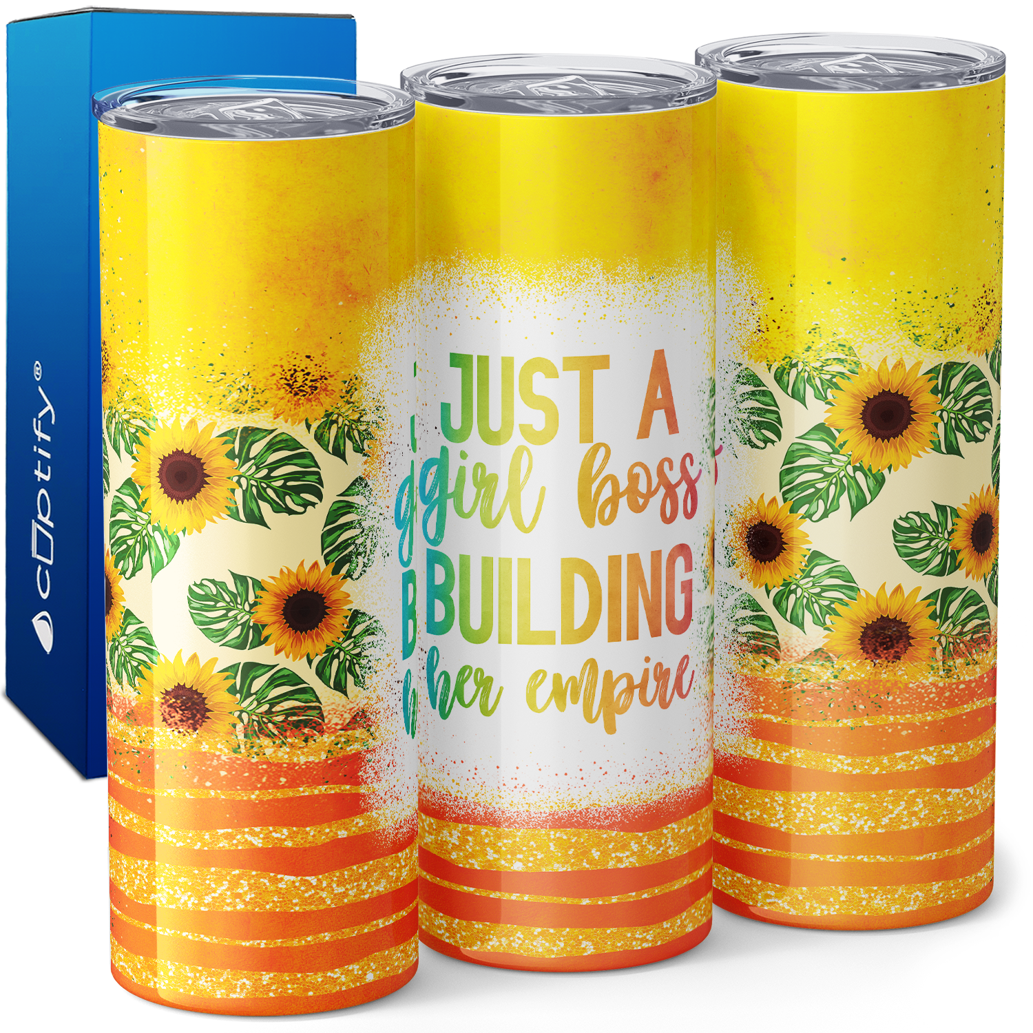 Just a Girl Boss on Sunflowers 20oz Skinny Tumbler