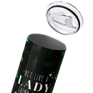 Act Like a Lady Boss Green Leopard 20oz Skinny Tumbler