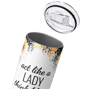 Act Like a Lady Boss Sunflowers on Black 20oz Skinny Tumbler