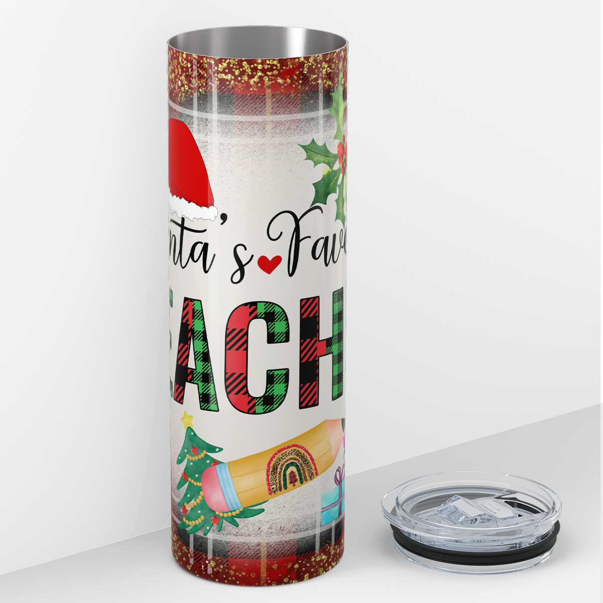 Santa's Favorite Teacher 20oz Skinny Tumbler