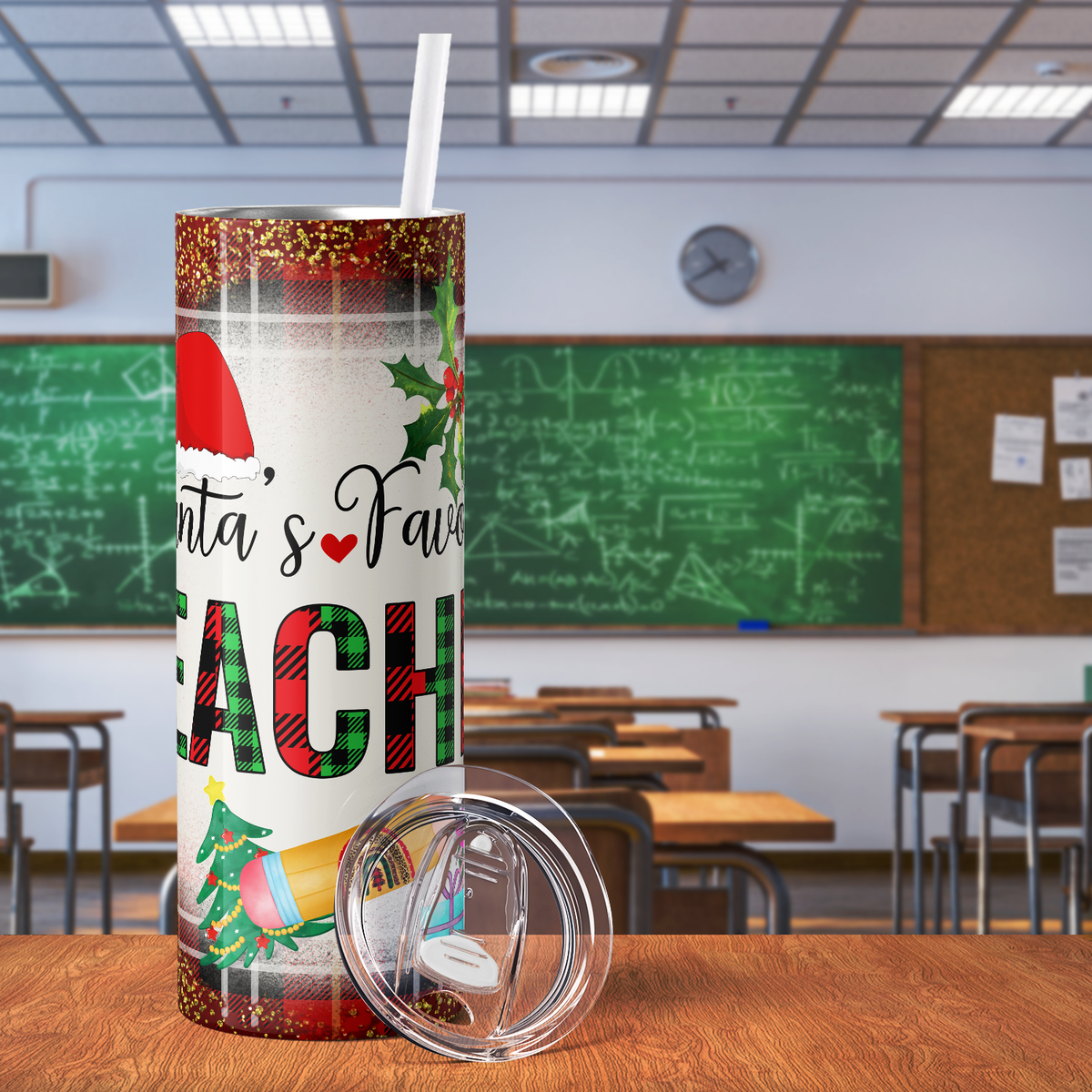 Santa's Favorite Teacher 20oz Skinny Tumbler