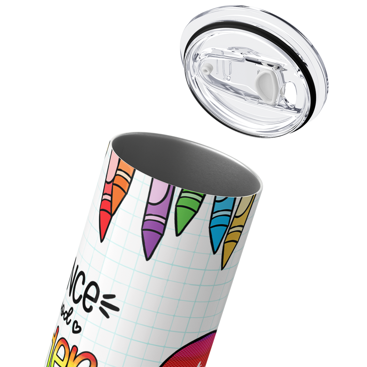 The Influence of a Good Teacher Crayons and Apple 20oz Skinny Tumbler