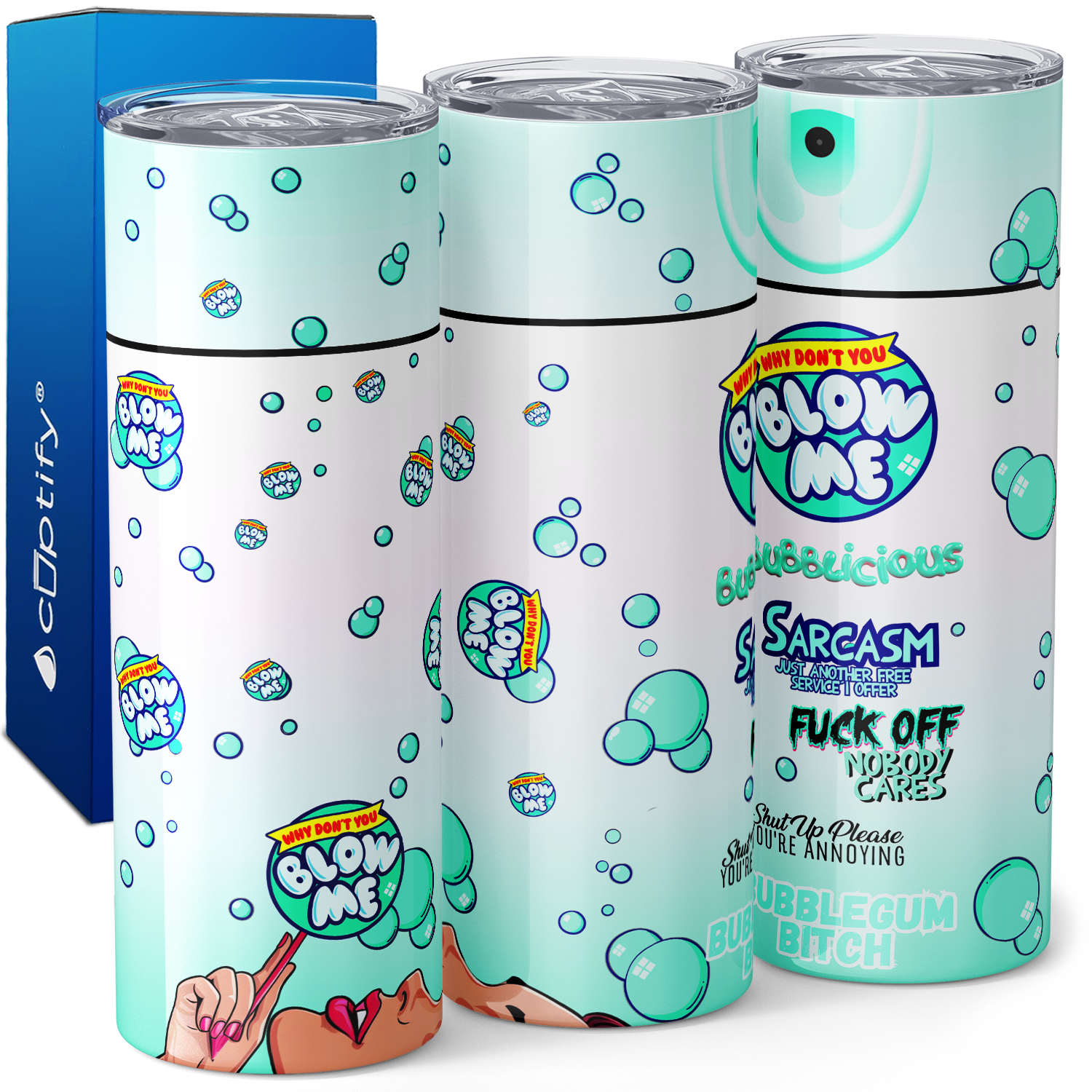 Blow Me Spearmint Gum Spray 20oz Skinny Tumbler