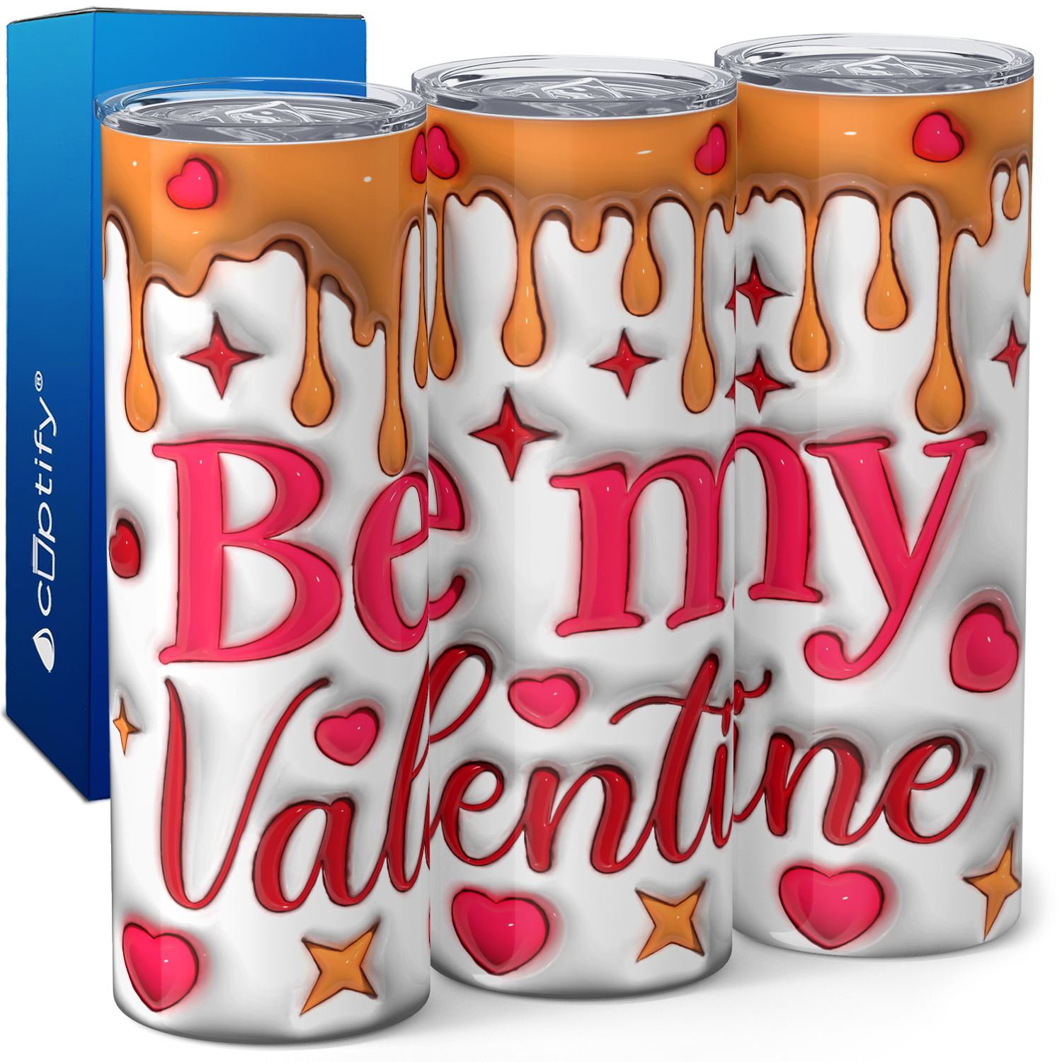 Be my Valentine Inflated Bubble 20oz Skinny Tumbler