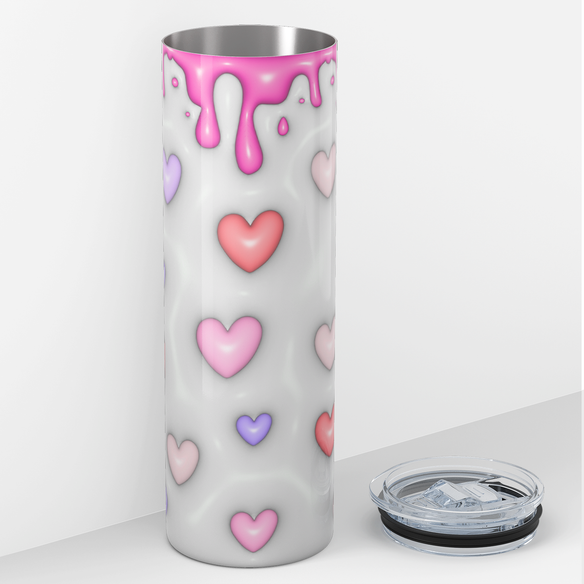 Inflated Bubble Valentine Hearts 20oz Skinny Tumbler