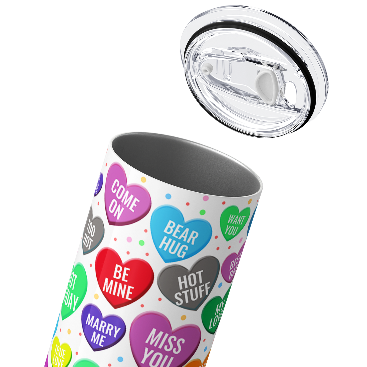 Valentine Candy Hearts 20oz Skinny Tumbler