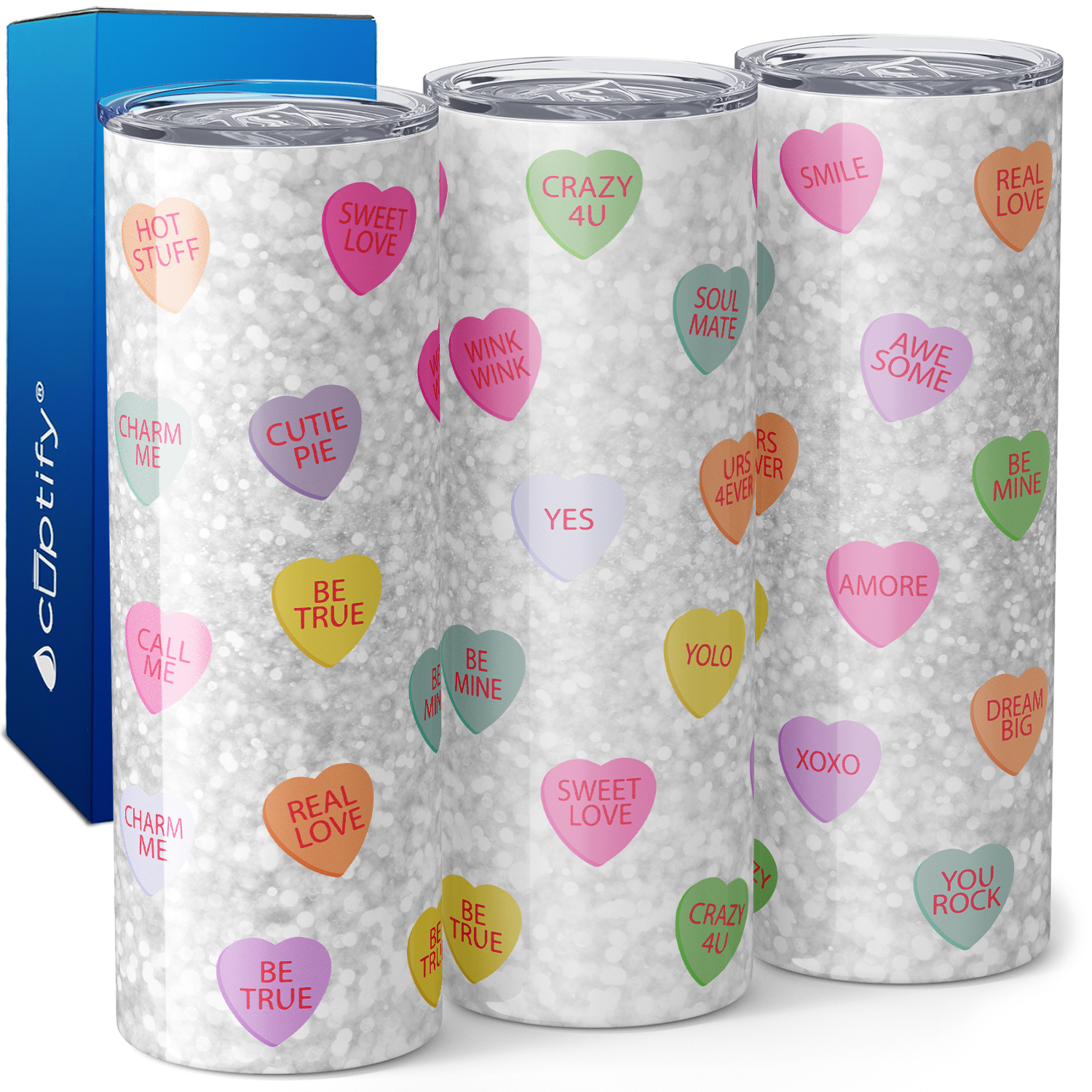 Sweet Heart Valentines Candy 20oz Skinny Tumbler