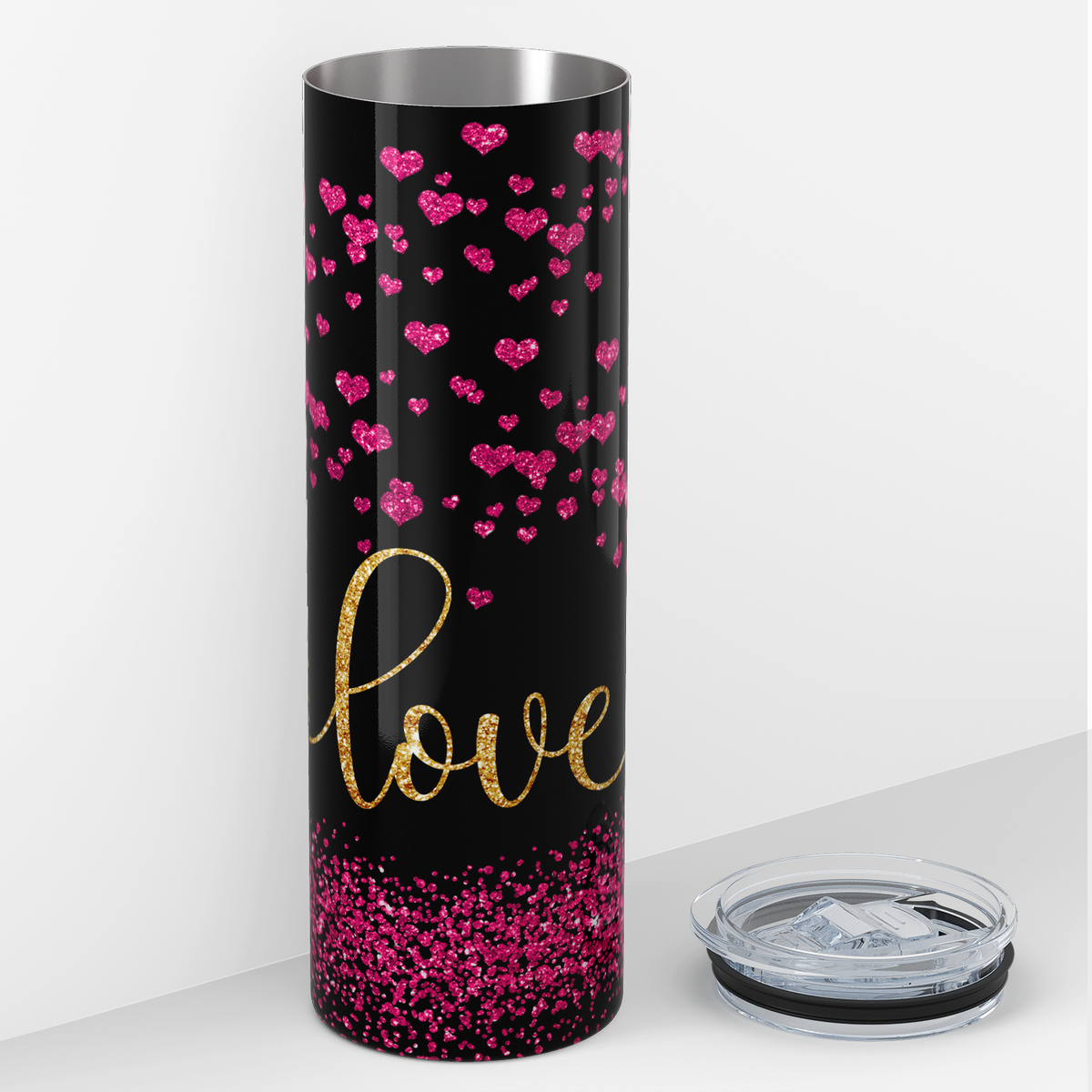 Love Glitter Valentines Day 20oz Skinny Tumbler