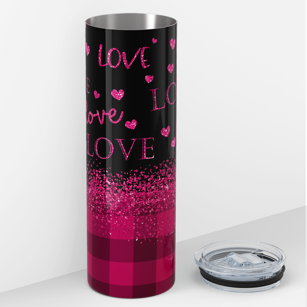 Love Plaid Valentines Day 20oz Skinny Tumbler