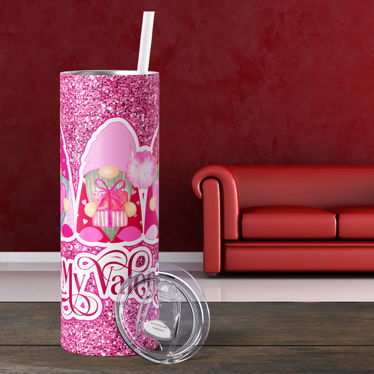 Be My Valentine Pink Glitter 20oz Skinny Tumbler