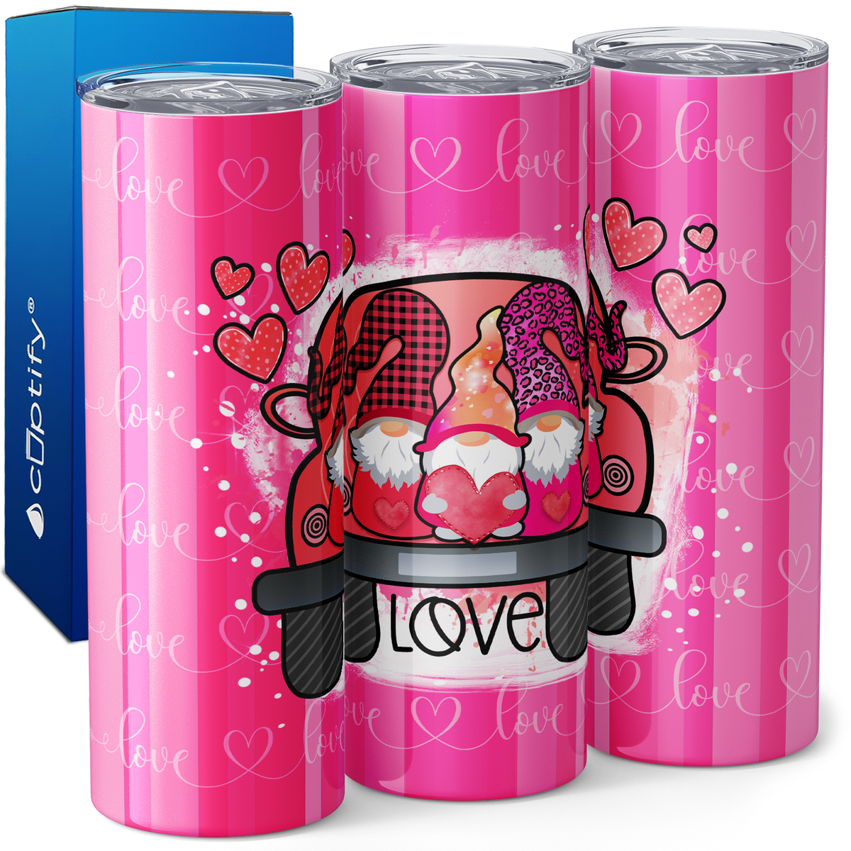 Valentine Day Love Gnomes 20oz Skinny Tumbler