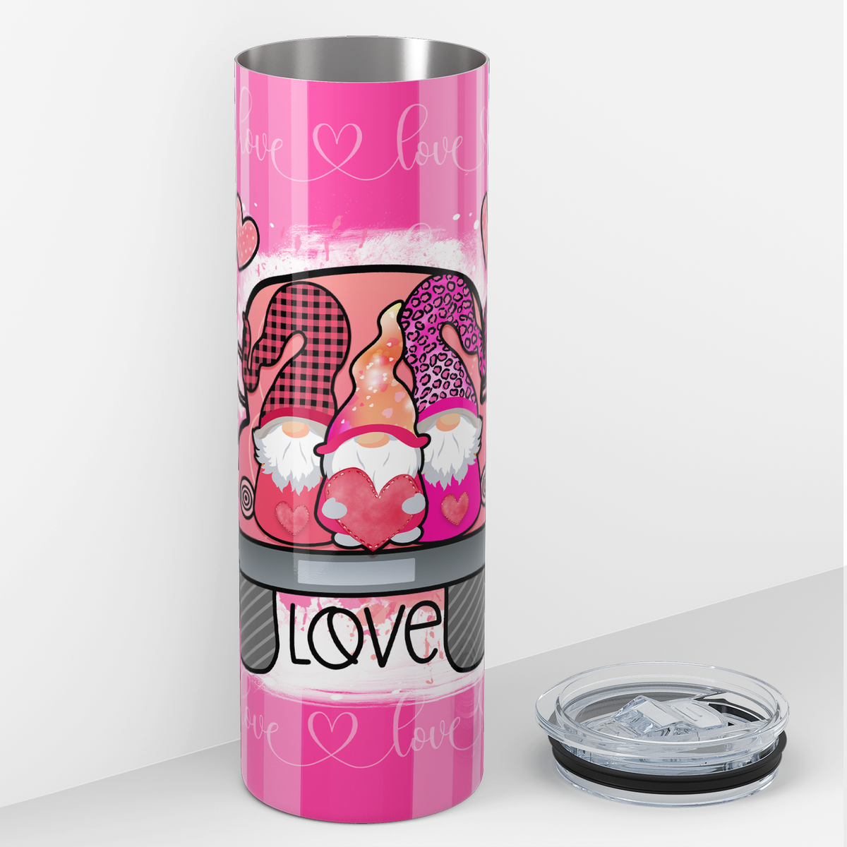 Valentine Day Love Gnomes 20oz Skinny Tumbler