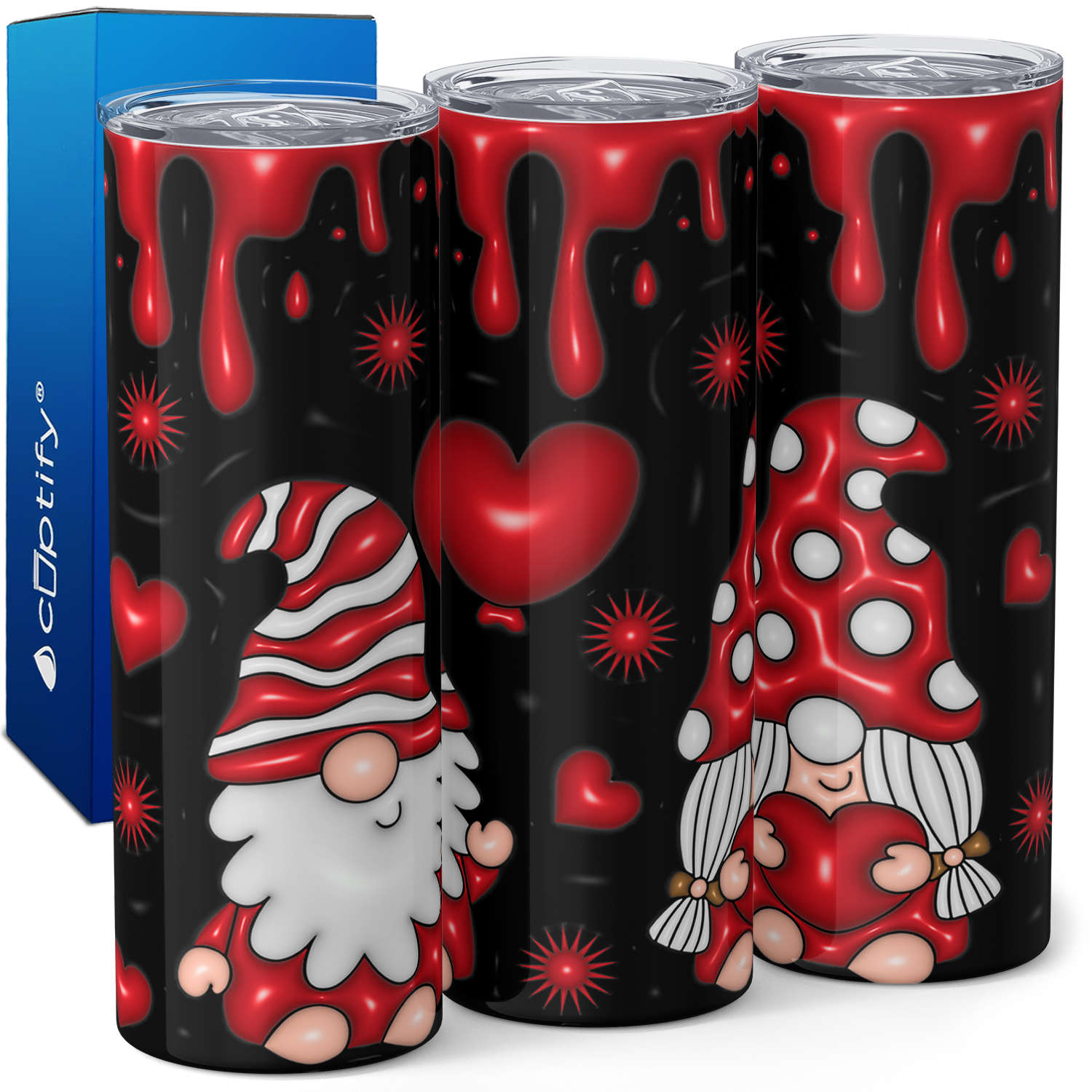 Red Heart Gnomes 20oz Skinny Tumbler
