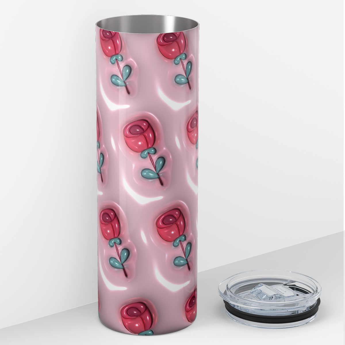 Inflated Valentine Red Roses 20oz Skinny Tumbler