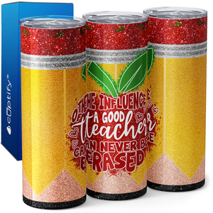 The Influcence of a Good Teacher Glitter Apple 20oz Skinny Tumbler