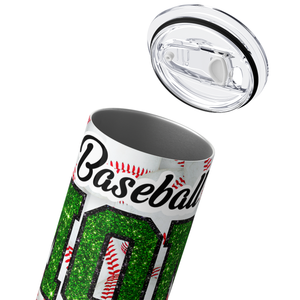 Baseball Mom Green Glitter 20oz Skinny Tumbler